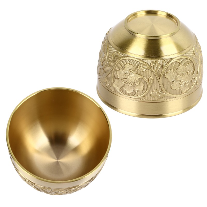 Brass Tea Cup Exquisite Embossed Patterns Retro European Small Coffee