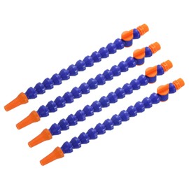 uxcell 4Pcs G3/8" Thread Flexible Water Oil Coolant Pipe Hose, 300mm Plastic Adjustable Round Nozzle Cooling Pipe Hose with Switch and Internal Tube for Lathe CNC Water Cooling System