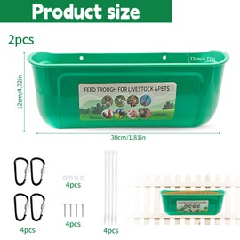 2 Stück Futtertrog Hühner, Hühner Futterspender mit Clips Vielseitiger Hängende Zaun-Futtertrog Chicken Feeder für Enten Gänse und anderes Geflügel (Dunkelgrün)