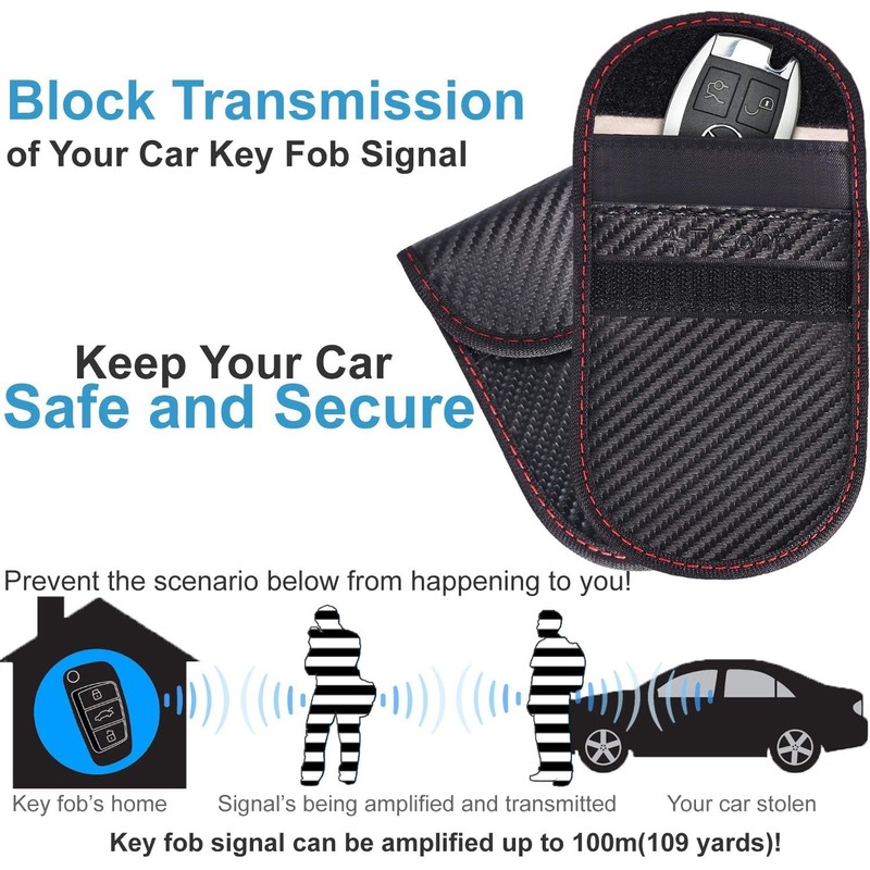 2PK Faraday Bag for Key Fob, 3.5''X5.0'' Faraday Cage Protector,
