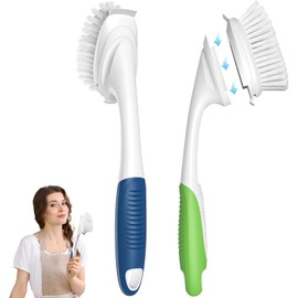 Dish Brush with Handle for OXO Soap Dispensing Dish Brush Built-in Scraper, Replaceable Brush Scrubbing Brush for Pans, Pots, Kitchen Sink Cleaning, 2 PCS