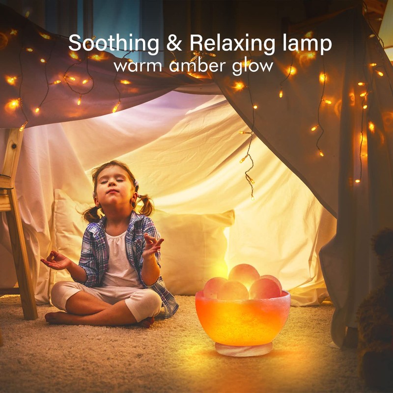 Himalayan Glow 1328 Bowl Salt lamp with Massage Ball