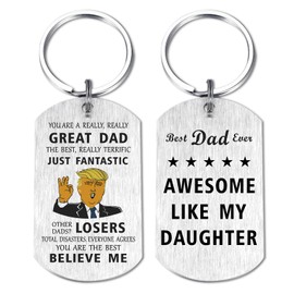Funny Dad Gifts from Daughter - Best Dad Ever Keychain, Awesome Like My Daughter, Cool Gifts for Dads Birthday Christmas - Father Daughter Gifts