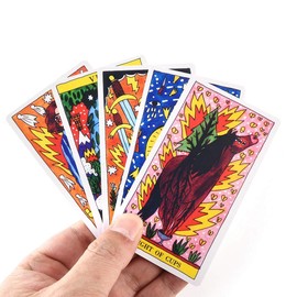 Tarot Cards Deck of 78 Premium Cardstock Tarot del Fuego by Ricardo Cavolo Tarot Cards | English Text with Spanish, French, Portuguese and German | Fantasy Fortune Telling Playing Cards