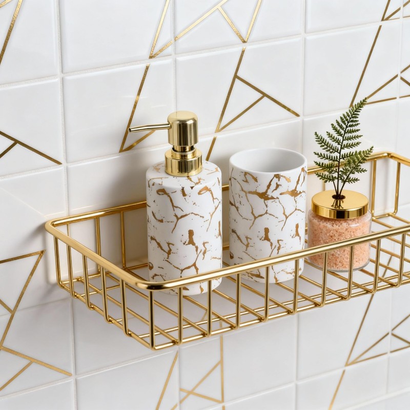 Gold Marble Bathroom Toothbrush Holder, Bathroom Black and White Ceramic