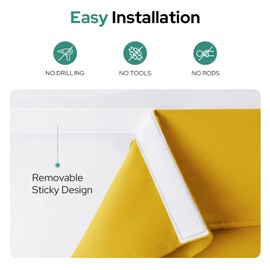 HOMEIDEAS French Door Curtains, Privacy Door Window Curtains, 12 X 40 Inch Blackout French Door Shades for Glass Door, Thermal Insulated Tie Up Shades Door Window Coverings, 1 Panel, Mustard Yellow