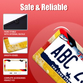 German Flag License Plate Frame Retro Germany License Plate Frames Funny Auto Accessory Stainless Steel Personalise License Plate Decoration for Men Women 12.2 X 6.3 Inch