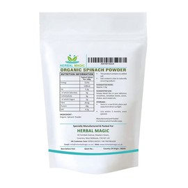 Herbal Magic's Organic Spinach Powder Green Superfood for Smoothies,Juice, Baking Free from Fillers & preservatives of&G Organic Certified (100g (Pack of 1))
