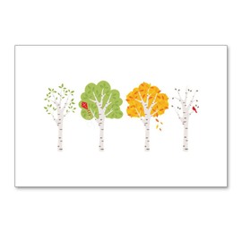 CafePress Four Seasons Spring Summer Fall Winter Birch Trees Postcards (Package of 8), 6"x4" Glossy Print Note Card
