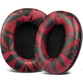 SOULWIT Earpads Replacement for MDR-7506 MDR-V6 MDR-V7 MDR-CD900ST Monitor Headphones, Ear Pads Cushions with Softer Protein Leather, High-Density Foam - Red Storm