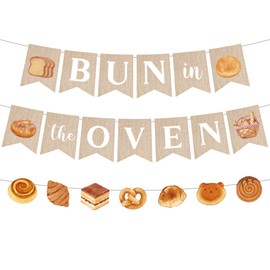 EUOYUFO 3pcs Bun in the Oven Burlap Banners Bun in the Oven Baby Shower Party Decorations Piece Bread Theme Gender Reveal Decor Supplies