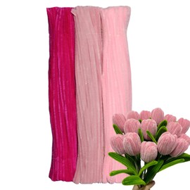 Harmoso Pink Color Trio Pipe Cleaner Set - 300pcs, Thick Fluffy Chenille Stems for Arts & Crafts, Perfect for Making Animals, Flowers, and Festive Decorations(12 inches x 0.24 inches)