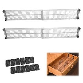 Pack of 4 Drawer Dividers - Adjustable Organiser for Drawers, Transparent Black, Ideal for Kitchen, Office, Bedroom, Organises Your Drawers Easily and Clearly