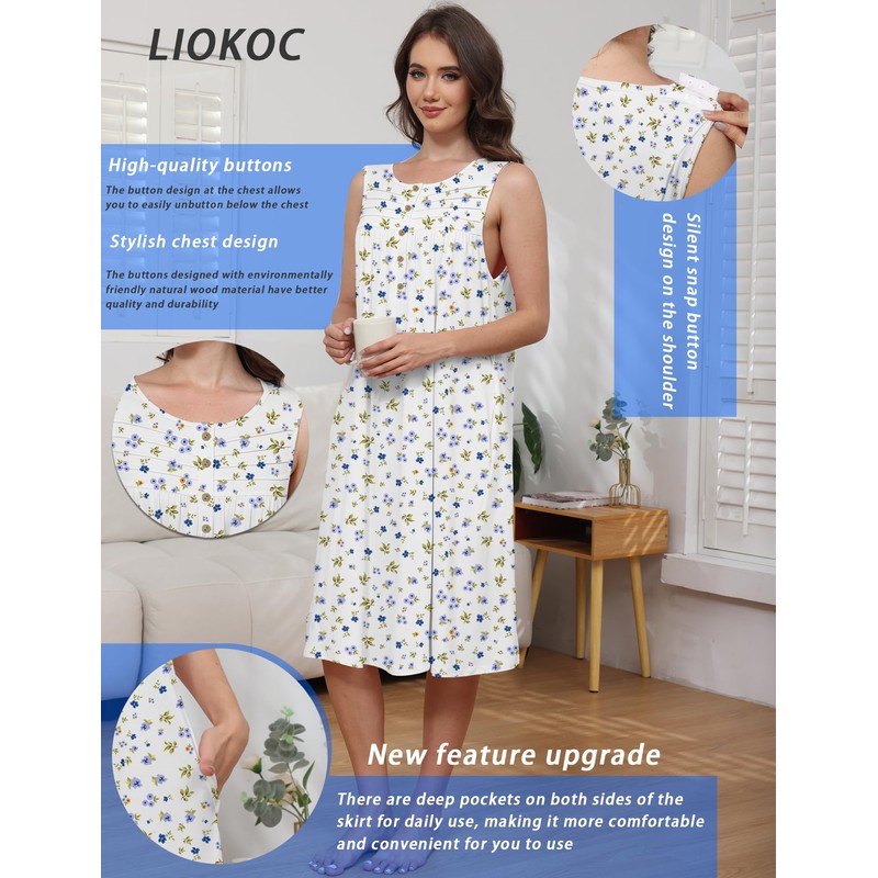Hospital Gowns for Women Tear Away Snap Open Back Post
