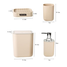 Hosoncovy 4 PCS Bathroom Accessory Set Bathroom Container Set with Soap Dispenser, Bathroom Cup, Soap Dish ，Desktop Trash Can (Orange)