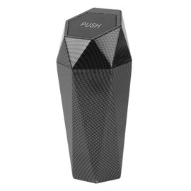 A ABSOPRO Car Trash Can Portable 3.5" Width 7.9" Height Trash Bin Plastic Carbon Fiber Pattern Black 1 Pcs