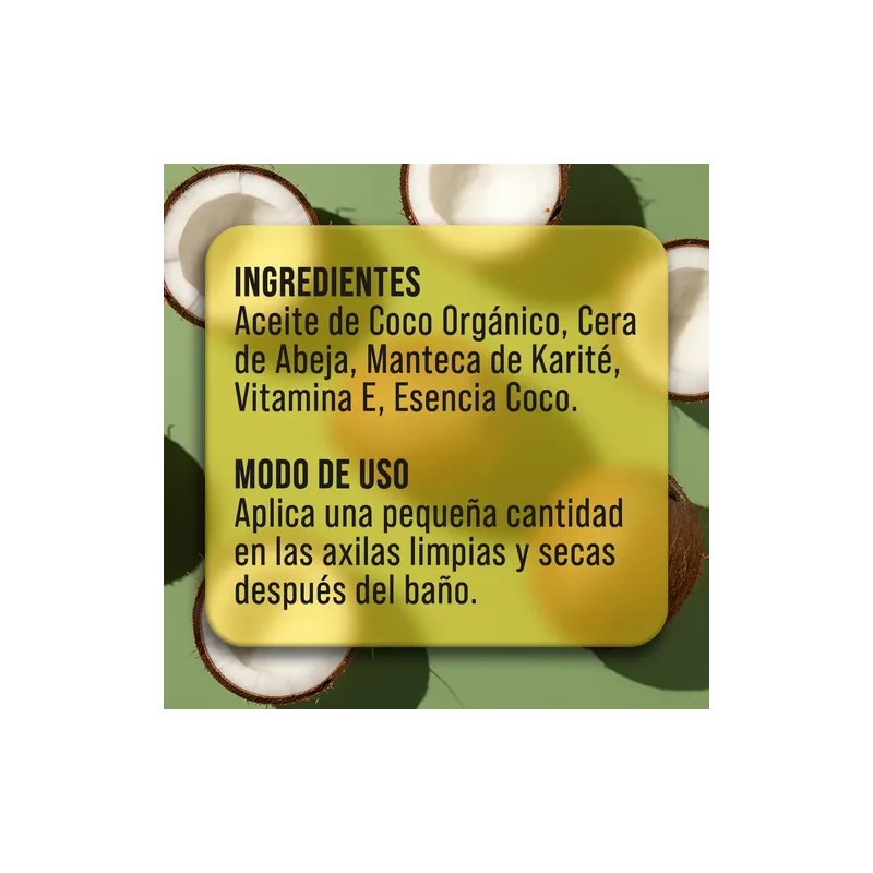 Desodorante Natural de Coco en Crema para Mujer, Libre de
