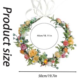 Dinghaole Ladies' Flower Crown Headpiece - Rose Pattern Flower Crown Headband, For Festivals, Weddings, Parties, Bohemian Fashion Accessories
