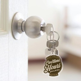 Overtime Hours Workin' All Day Keychain 2 Inches Office, Bule Collar, Lineman, Welder Acrylic Material, Key Ring Accessories for Motorcycles, Cars, Backpack, Handbag, Gifts for Mom Dad Friend Coworker