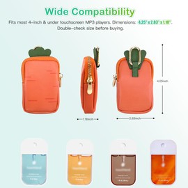 YAJOJO Leather Hand Sanitizer Case For Touchland 1FL. OZ., Portable Mini Zippered Pouch fit for Travel, Cute Fashion Accessory with Snap Hook, Orange Carrot(Bag Only)