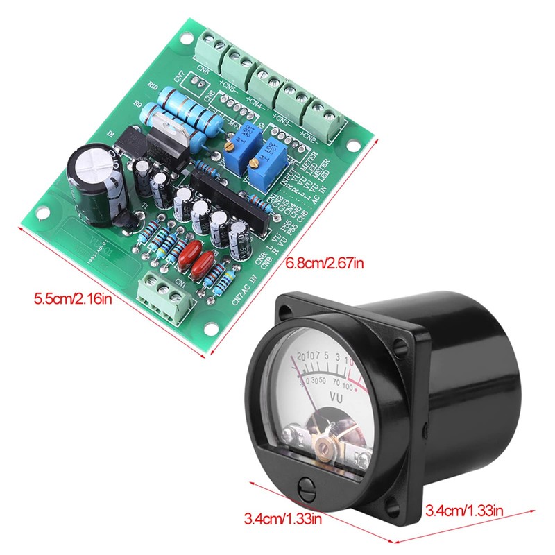 2 Pcs VU Meter Warm Backlight Recording Audio Level Amplifier