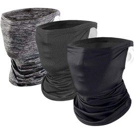 Andeor Face Cover, Face Mask, Summer, Professional Institution-Certified, UPF 50+, Cool Touch, -1°F (-5°C), Neck Cover, Neck Guard, UV Protection, #01. Black+Dark Gray+Gray