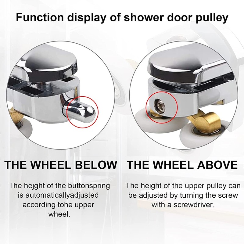 PMELCXD Curved Shower Door Rollers 4pcs 23mm Replacement Shower Door