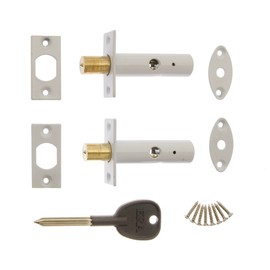 ERA 838-13 Door Security Bolt with 1 Key - White (2 Pieces)