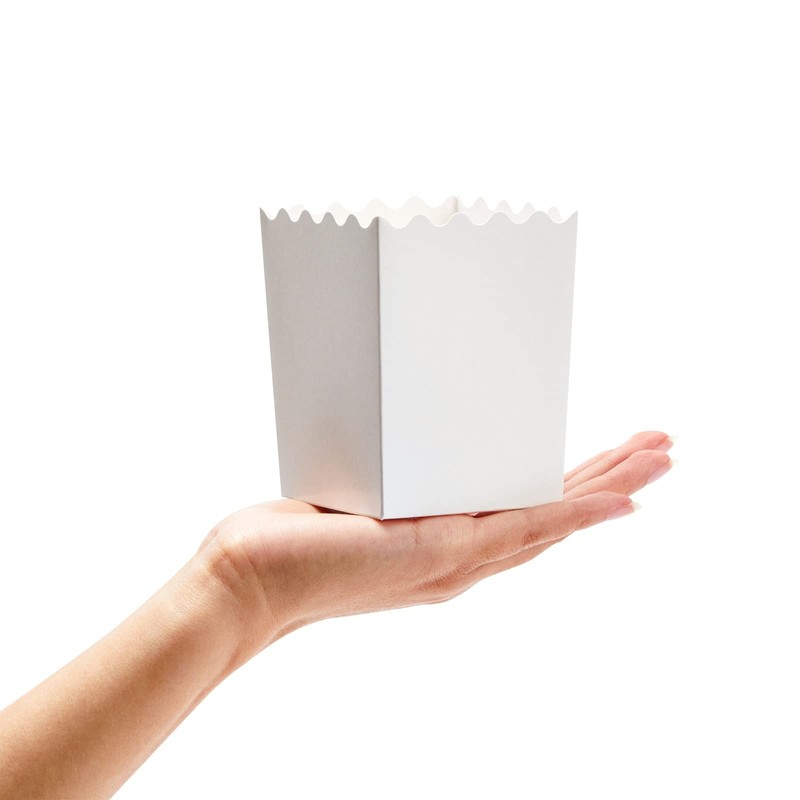 100 Pack Mini Popcorn Boxes for Party, Bulk White Popcorn