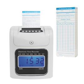 Time Clocks For Small Business Clock In and Out Machine for Employees with 50pcs Time Cards, Automatic Time Calibration Employee Attendance Punch Recorder LCD Display Screen Electronic Time Recorder