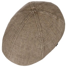LIERYS Topsham Duck Flat Cap - Flat Cap (54-61 cm) - Herringbone Linen Cap - Men's Summer Hat with Peak - Spring/Summer, beige
