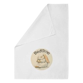 Azeeda 'Bedtime Bunny Rabbit Sleeping' White Cotton Tea Towel/Dish Cloth (TW00065397)