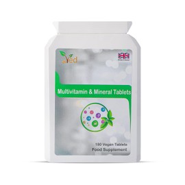 Ved s Multivitamin Preparation with Vitamin A, Vitamin C, Vitamin D, Vitamin E and More | For Men and Women | Full Nutritional Supplement for Energy | 180 Vegan Tablets | Supply for 6 Months