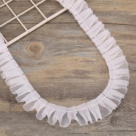 20 Yards 2.5 cm Lace Ribbon, Ruffled Lace Trim, Elastic Fabric Lace Trim, Vintage Lace Trimming, Decoration, for DIY Sewing Crafts Wedding Decoration Scrapbooking Gift Wrapping, White