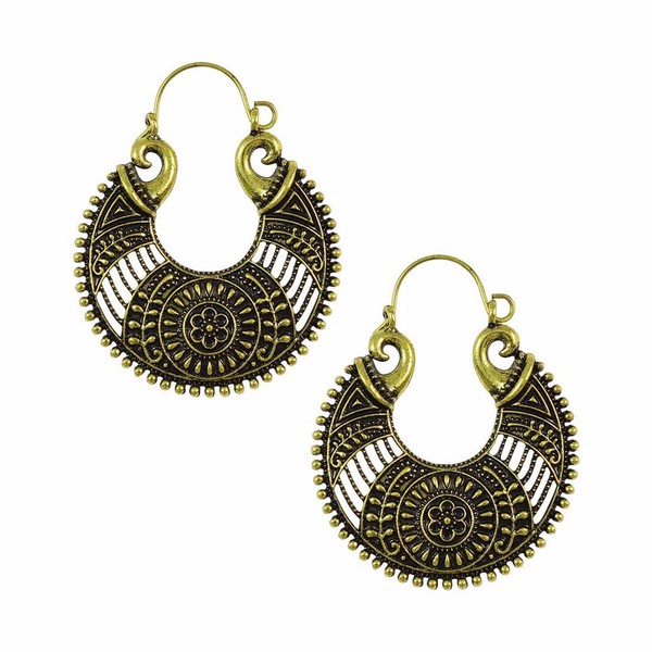 Efulgenz Indian Gold Plated Designer Fancy Party Wear Hanging Hoop