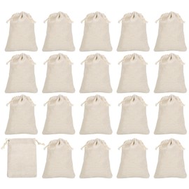 PATIKIL 6"x4" Coin Money Sacks Bag, 20 Pack Bank Deposit Change Transit Bags Cash Bag with Drawstring Currency Bags Gift Bag Style 4, Beige