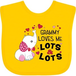 inktastic Grammy Loves Me Lots and Lots- Cute Elephant Baby Bib Yellow 2e4be
