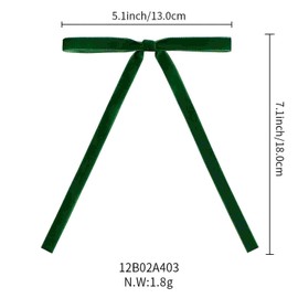 30 Pcs Velvet Bows for Christmas Tree, Elegant Dark Velvet Christmas Ornaments, 5x7 in (3/8") Pre-Tied Velvet Ribbon Bows for Wreaths, Gifts & Holiday Décor, Rustic Velvet Ornaments (Green)