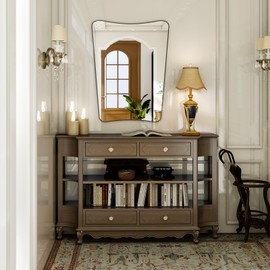 Sector Wall Mirror -24"x 36"Creative Irregular Design, Modern Decorative Mirror for Bathroom, Bedroom and Living Room, Waterproof and Anti-Fog, Easy to Install, Stylish Home Wall Mirror