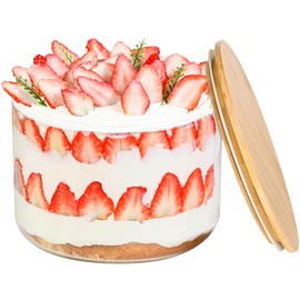 YUBAMIN Large Trifle Bowl Glass, Morden Design Clear Glass Salad Bowl with Lid 125oz, Salad Serving Bowl for Laying Ice Cream Cakes, Cupcake, Salad, Fruit, Microwave & Dishwasher Safe