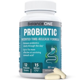 Balance ONE Time Release Probiotic – 15 Billion CFU – 12 Strains Including L. Plantarum – 15x More Survival Than Capsules – Bloating & Gas Relief – Gu