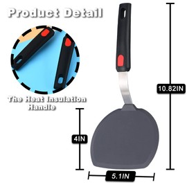 Tenta tenta kitchen Silicone Turner Wide Pancake Spatula Pizza Peel Kitchen Utensil Nonstick Cookware Safe Kitchen Flipper for Griddle Cooking and Baking- 600°F Heat-Resistant Rubber Egg Spatulas.