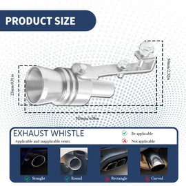 Rebvugr 2PCS Turbo Sound Whistle Simulator, Car Turbo Whistle Car, Aluminum Alloy Universal Turbo Sound Exhaust Muffler Pipe Whistles, Auto Replacement Exhaust Mufflers Fit Vehicle Truck (Silver)
