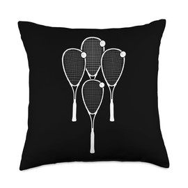 Squash Rackets Balls Throw Pillow