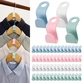 Pack of 60 Clothes Hangers Connecting Hooks, Space-Saving Hangers Hooks, Connecting Hooks for Ties, Bags, Wardrobe (Multi-Colour)