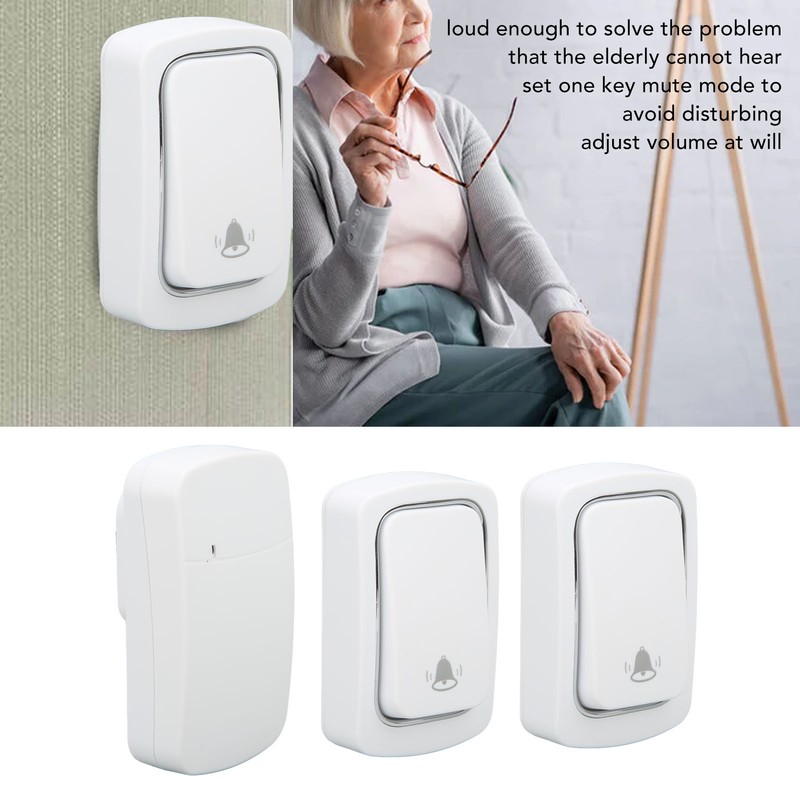 Self Powered Doorbell Set 2 Transmitter Long Range 38 Ringtones