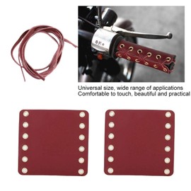 2PCS Leather Motorcycle Handlebar Grips Hand Grip Covers Motorcycle Modification Accessories Black Brown Red Yellow (Red)