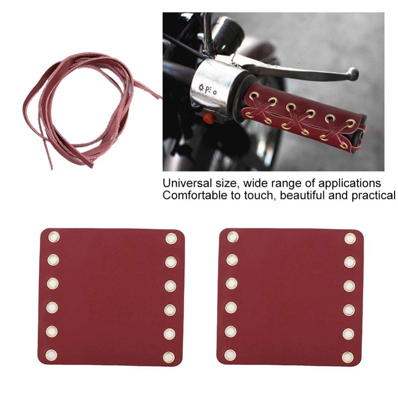 2PCS Leather Motorcycle Handlebar Grips Hand Grip Covers Motorcycle Modification