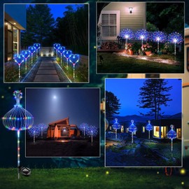 YZYOE 4 Pack LED Outdoor Solar Ground Inserted Colorful Fireworks Lights, Colorful Gradient Garden Fireworks Lights, Waterproof Courtyard Atmosphere Decorative Lights,2 Modes DIY Path Light.