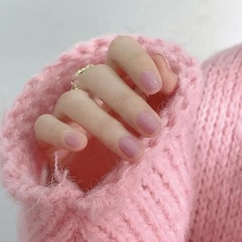 Purple Pink Press on Nails Short Square Fake Nails Glue on Nails with Design for Women Girls Reusable Acrylic False Nails Solid Color Stick on Nails Full Cover Manicure Art Press on Nail for Wedding